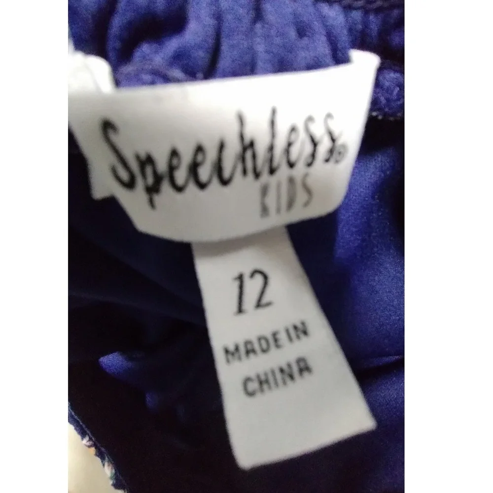 Speechless Girls 2pc‎ Blue Floral Matching Skirt Set Puff Sleeve Top Size12
